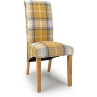 Shankar Karta Scroll Back Check Yellow Dining Chair