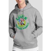 Captain America Men's St Patrick's Day Lucky Super Hero Hoodie in Light Grey | Size: 2XL