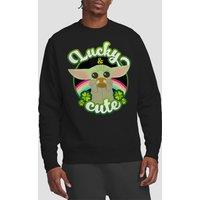 Star Wars Men's St Patrick's Day Grogu Lucky Cute Sweatshirt in Black | Size: 2XL
