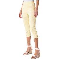 Roman Women's Cropped Stretch Trouser Capri Summer Leggings 3/4 Pedal Pushers in Yellow | Size: 20