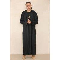 Thobez Men's Omani Eid Thobe Jubba With Tassel in Black | Size: 58R