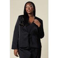 Wallis Women's Curve Tie Detail Jacket in Black | Size: 18