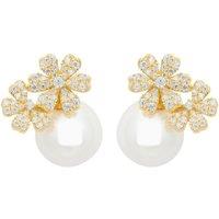 Latelita Women's Bouquet & Pearl Stud Earrings Gold in White
