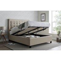 Bedmaster Brandon Fabric Ottoman Bed & Majestic 1000 Pocket Sprung Mattress in Light Brown | Size: Double