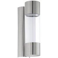 Eglo Robledo Cylindrical Steel & Plastic LED Outdoor Wall Light in Metallic Silver