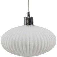 First Choice Lighting Baton - White Ribbed Glass Easy Fit Pendant Shade