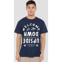 Stranger Things Welcome To The Upside Down T-Shirt, Navy | Size: 2XL