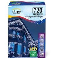 simpa 720 LED / 18M Multi-Action Indoor/Outdoor Icicle Lights in White