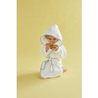 CHRISTY Luxurious Cotton Hooded Childrens Bath Robe in Grey | Size: 18-24 m