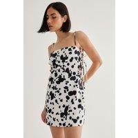 NastyGal Women's Spot Print Tailored Tie Side Dress in Mono | Size: 8