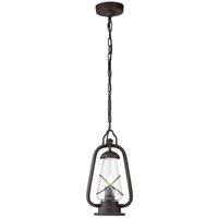 Netlighting Miners 1 Light Outdoor Ceiling Chain Lantern Old Bronze IP44 E14 in Brown