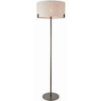Netlighting Hayfield Floor Lamp Brushed Bronze Effect Plate & Natural Linen 1 Light IP20 E27 in Brown