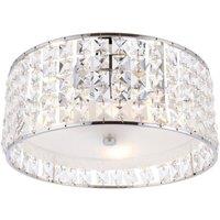 Netlighting Belfont 3 Light Bathroom Flush Ceiling Light Chrome Clear Crystal Detail IP44 G9