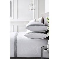 Appletree 'Embroidered Band' 100% Cotton Embroidered Duvet Cover Set in Black | Size: Super King