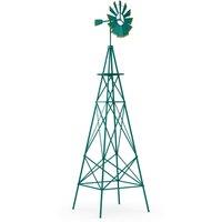 Costway 253 cm Ornamental Windmill All Weather Metal Wind Mill Weathervane in Green