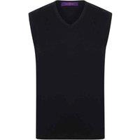 Henbury Men's Cotton Acrylic V Neck Sleeveless Sweatshirt in Black | Size: XL