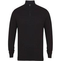 Henbury Men's Zip Neck Sweatshirt in Black | Size: 3XL