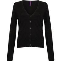 Henbury Women's Lightweight V Neck Cardigan in Black | Size: 14
