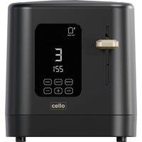 Cello Digital 2 Slice Toaster with Timer, 800W, Digital Control Panel, Wide Slot, 7 Browning Levels, Auto Stop in Black