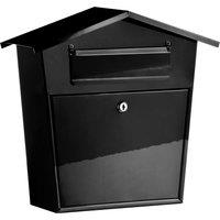 Orsina Sturdy Build Galvanised Metal Tapered Mail Box, Steel Constructed Mail Box, Tapered Design Letter Box in Black