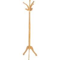 Orsina Wooden Coat Stand | Free Standing Coat Stand with Curved Lines, Wide Feet Cloth Hanging Stand for Coats in Brown