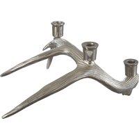 Orsina Antler Design 3 Candle Holder Stand, Christmas Candlestick Holder with Decorative Finish in Silver