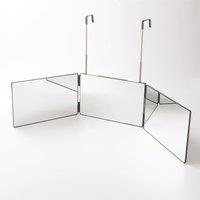 mysmartbuy 3 Way Over Door Mirror - Bathroom or Bedroom Trifold Vanity Mirror with Telescopic Hanging Hooks - H19.5 x W93 x D1.5cm in Silver