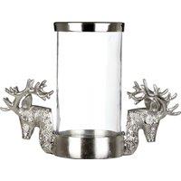 Orsina Hurricane Candle Holder, 2 Stag Head Design Candle Holder, Transparent Candlestick Holder in Clear