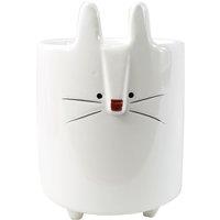 Leaf 15cm Ceramic White Rabbit Planter