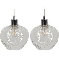 First Choice Lighting Set of 2 Bradson - Clear Swirl Glass Easy Fit Pendant Shades