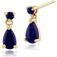 Gemondo Women's Classic Pear Lapis Lazuli Drop Earrings in 9ct Yellow Gold in Blue