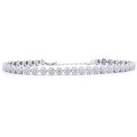Jewelco London Women's Silver Round CZ Daisy Cluster Adjustable Tennis Bracelet 7-8" - ABB219 in White