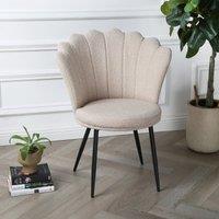 Home Garden Direct Mini Flora - Occasional Chair in Boucle Fabric - Floral-Designed Backrest in Beige