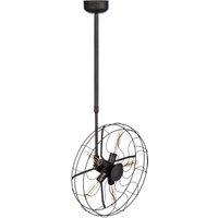 Orsina Vintage Fan Design Ceiling Light, Ceiling Fixture With 5 Exposed Bulb Holders, Industrial Light Fitting in Black