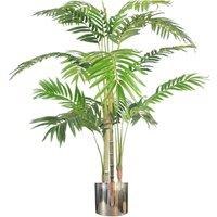 Leaf 120cm Premium Artificial Areca Palm with pot with Silver Planter in Green