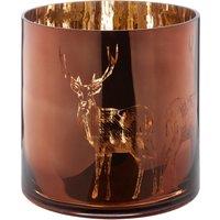 Orsina Large Brown Stag Candle Holder, Brown Glass Construction Candle Holder, Stag Motif with Attractive Details