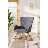 Modern Grey Upholstered Rocking Chair for Living Room Bedroom