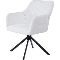 White Upholstered Leisure Swivel Chair with Metal Legs