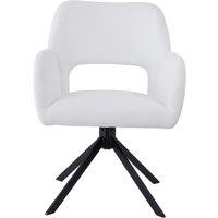 White Upholstered Leisure Swivel Chair with Black Legs