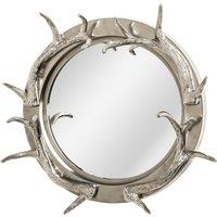 Orsina Antler Steel & Nicklel Finish Wall Mirror, Round Wall Mirror with Texture, Decorative Wall Mirror in Silver