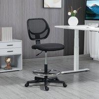 VINSETTO Draughtsman Chair Office Chair w/ Adjustable Footrest Ring, Black