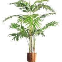 Leaf 120cm Premium Artificial Areca Palm with pot with Copper Planter in Green
