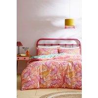 Appletree 'Carmen' 100% Cotton Palm Leaf Print Duvet Cover Set in Pink | Size: Super King