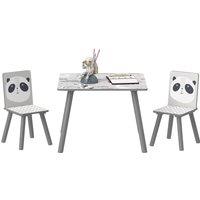 ZONEKIZ Kids Table & Chairs, Children Desk with 2 Chairs, Toddler Furniture Set in Grey