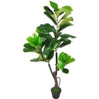 Leaf 120cm (4ft) Large Artificial Fiddle Fig Tree Ficus Lyrata Plant in Green