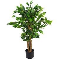 Leaf 90cm Artificial Evergreen Ficus Tree in Green