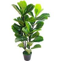 Leaf 90cm (3ft) Large Artificial Fiddle Fig Tree Ficus Lyrata Plant in Green