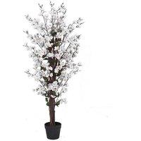 Leaf Artificial White Blossom Tree Plants 120cm 4ft