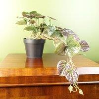 Leaf 35cm Artificial Trailing Purple Potted Pothos Plant Realistic in Green