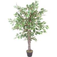 Leaf 130cm LARGE Realistic White Edge Ficus Artificial Plant Tree in Green